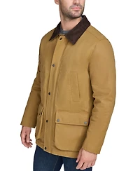 Cole Haan Men's Corduroy-Shirt-Collar Waxed Rain Jacket