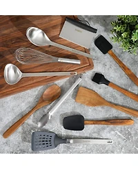 Babish 11 Piece Essential Wood, Silicone, and Stainless Steel Tool Set