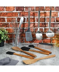 Babish 11 Piece Essential Wood, Silicone, and Stainless Steel Tool Set