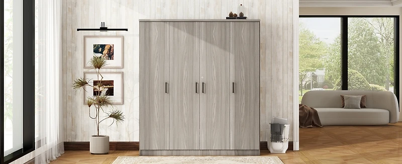 Streamdale Furniture 4-Door Wardrobe with 1 Drawer, Gray