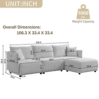 Streamdale Furniture Versatile Comfort Modern & Customizable Modular Corduroy Sofa