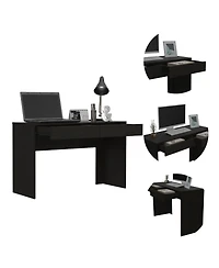 Simplie Fun Acre Writing Computer Desk, Two Drawers - Black
