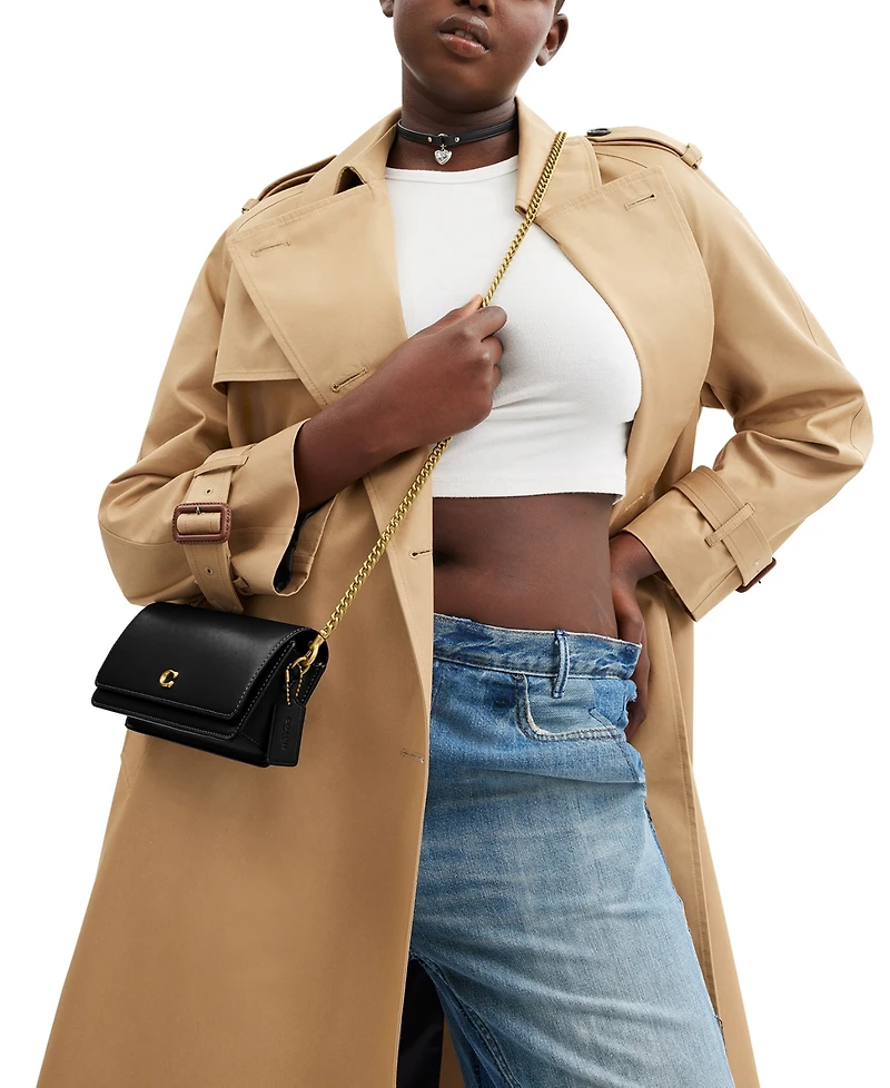 Coach Refined Leather Evie Long Wallet with Chain