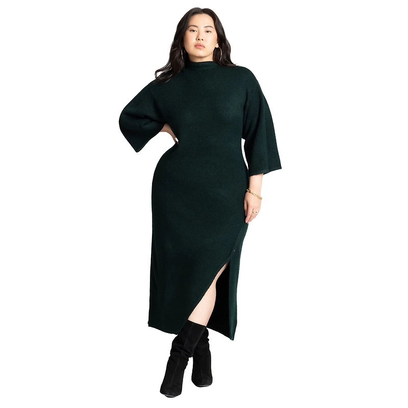 Eloquii Plus Funnel Neck Wide Sleeve Midi Dress