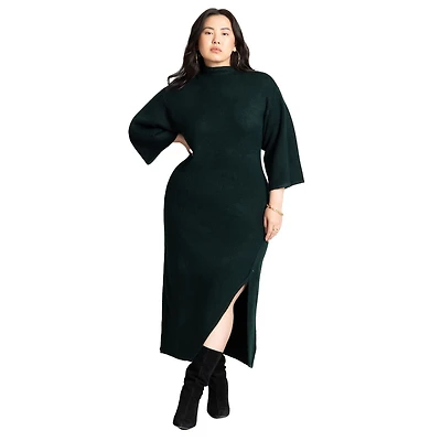 Eloquii Plus Funnel Neck Wide Sleeve Midi Dress