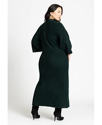 Eloquii Plus Funnel Neck Wide Sleeve Midi Dress