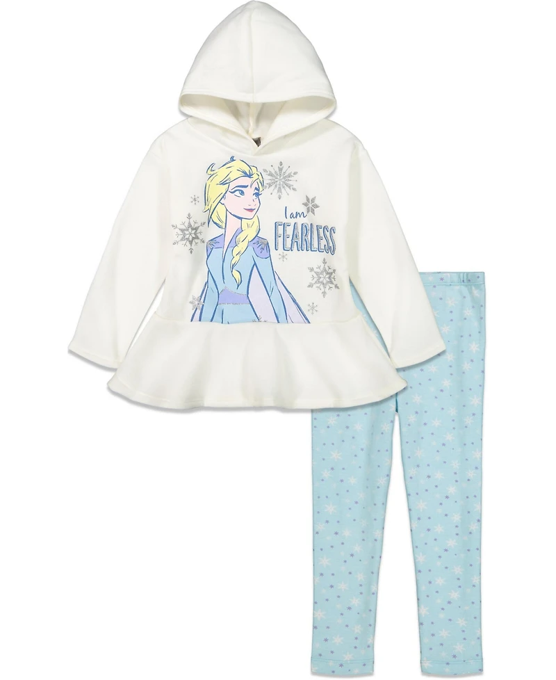 Frozen Big Girls Queen Elsa Fleece Peplum Hoodie and Leggings Outfit Set
