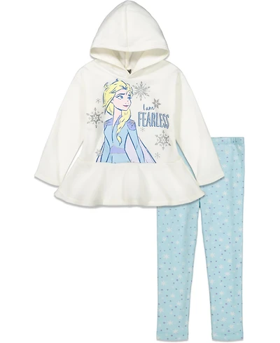 Frozen Big Girls Queen Elsa Fleece Peplum Hoodie and Leggings Outfit Set
