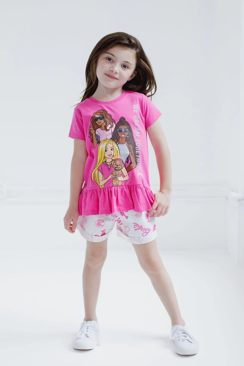 Barbie Girls Peplum T-Shirt and Shorts Outfit Set