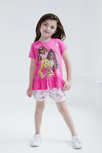 Barbie Girls Peplum T-Shirt and Shorts Outfit Set