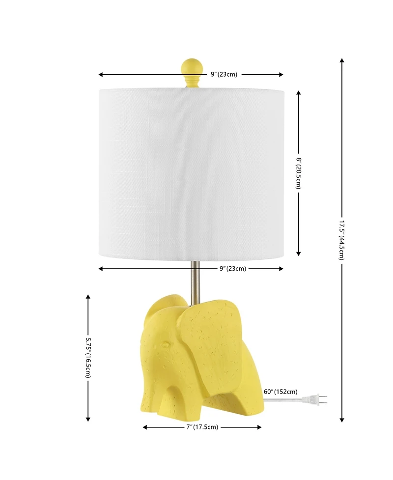 Jonathan Y Koda 17.5" Eclectic Southwestern Resin/Iron Elephant Led Kids' Table Lamp, Yellow