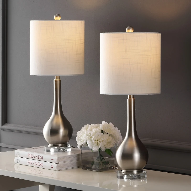 Jonathan Y Dylan 25" Metal/Crystal Teardrop Led Table Lamp, Oil Rubbed Bronze (Set of 2)