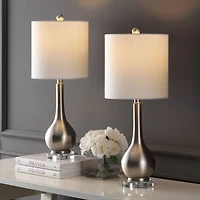 Jonathan Y Dylan 25" Metal/Crystal Teardrop Led Table Lamp, Oil Rubbed Bronze (Set of 2)
