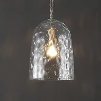 Jonathan Y Matilda 10" 1-Light Industrial Designer Iron/Dimple Glass Dome Led Pendant, Nickel/Clear