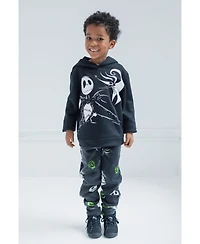 Nightmare Before Christmas Boys Jack Skellington Fleece Pullover Hoodie and Pants Outfit Set