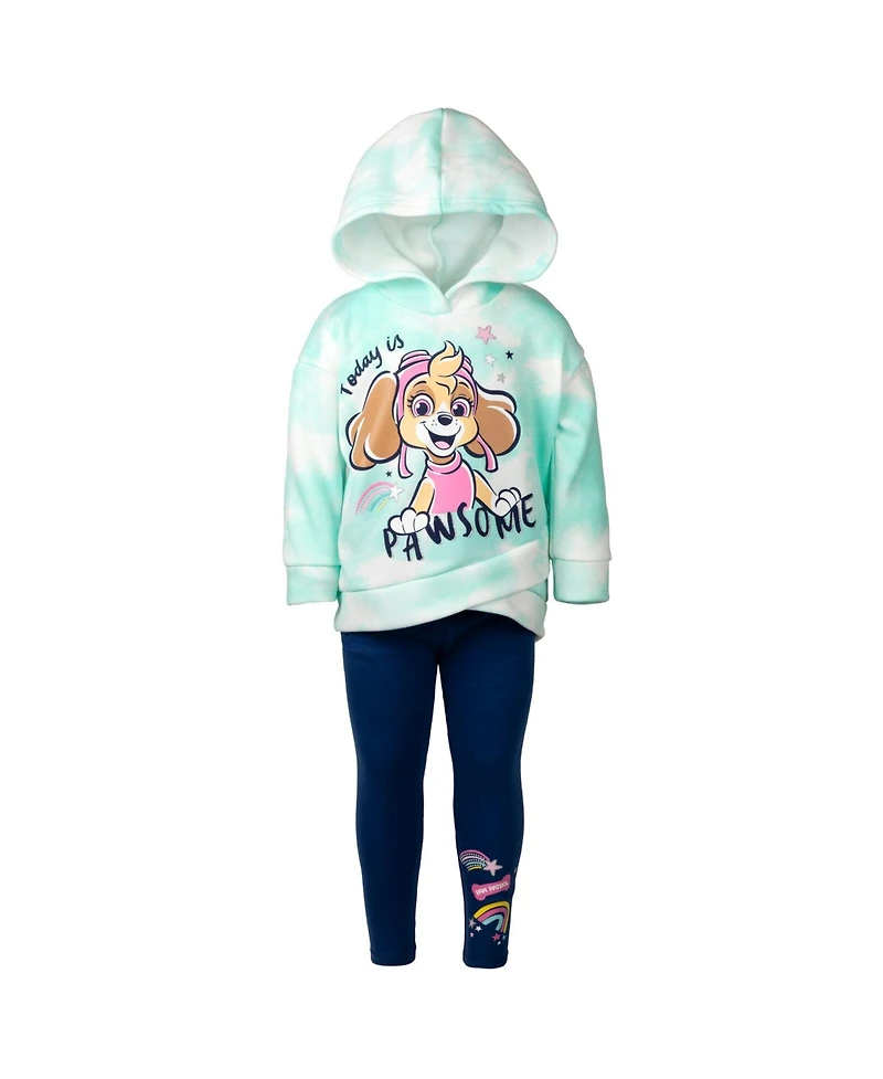 Paw Patrol Girls Pullover Crossover Fleece Hoodie and Leggings Outfit Set