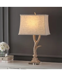 Jonathan Y Antler 29.5" Rustic Resin/Crystal Led Table Lamp, Beige/Clear