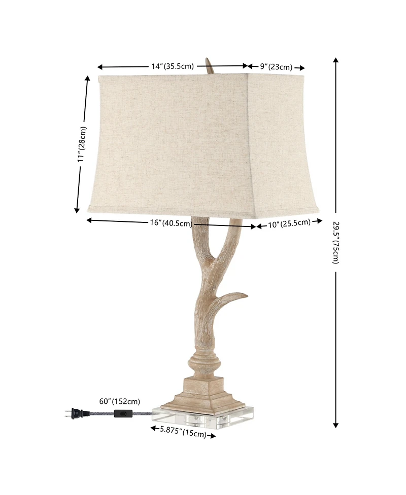 Jonathan Y Antler 29.5" Rustic Resin/Crystal Led Table Lamp, Beige/Clear