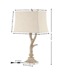 Jonathan Y Antler 29.5" Rustic Resin/Crystal Led Table Lamp, Beige/Clear