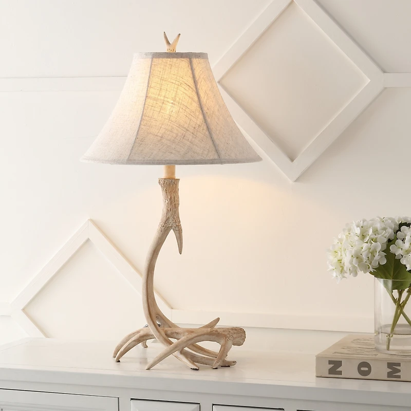 Jonathan Y Antler 27.5" Rustic Resin Led Table Lamp, Beige
