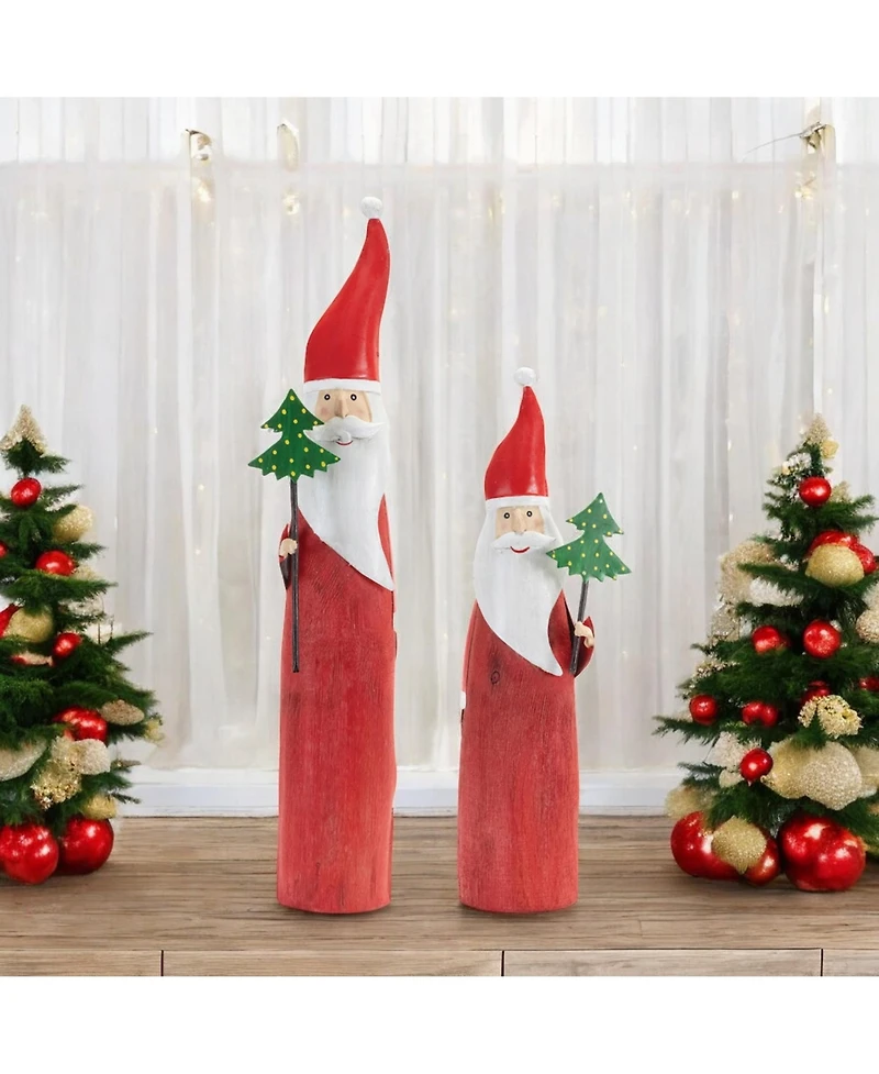 Set of 2 Santa Figurines – Perfect Holiday Decorations for Home and Garden