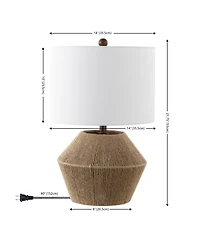 Jonathan Y Alma 21.75" Coastal Rustic Iron/Rope Led Table Lamp, Brown