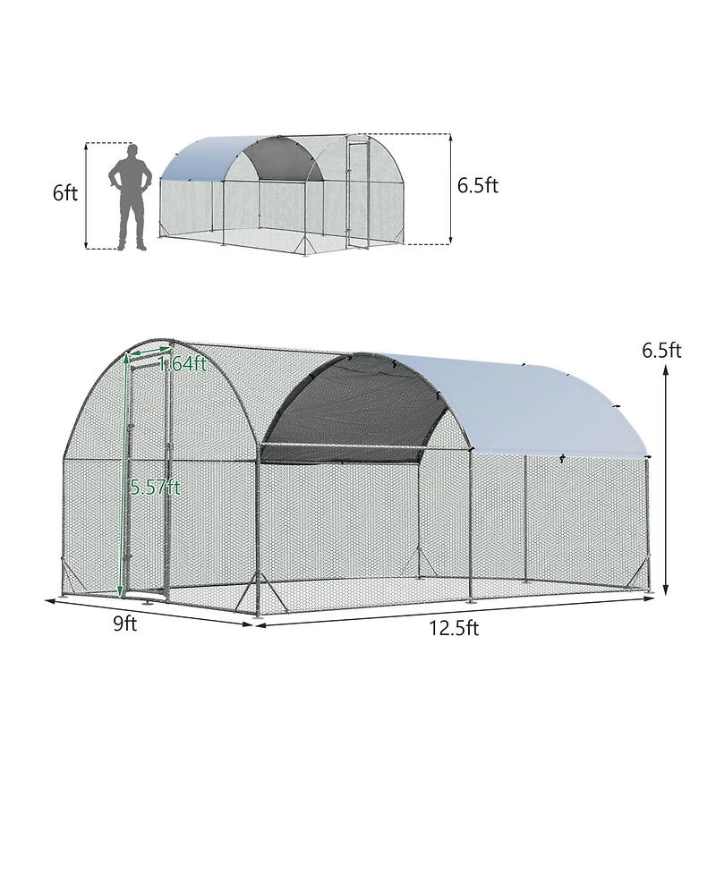 Skonyon 6.2 Feet/12.5 Feet/19 Feet Large Metal Coop Outdoor Galvanized Dome Cage with Cover