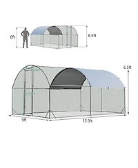 Skonyon 6.2 Feet/12.5 Feet/19 Feet Large Metal Coop Outdoor Galvanized Dome Cage with Cover