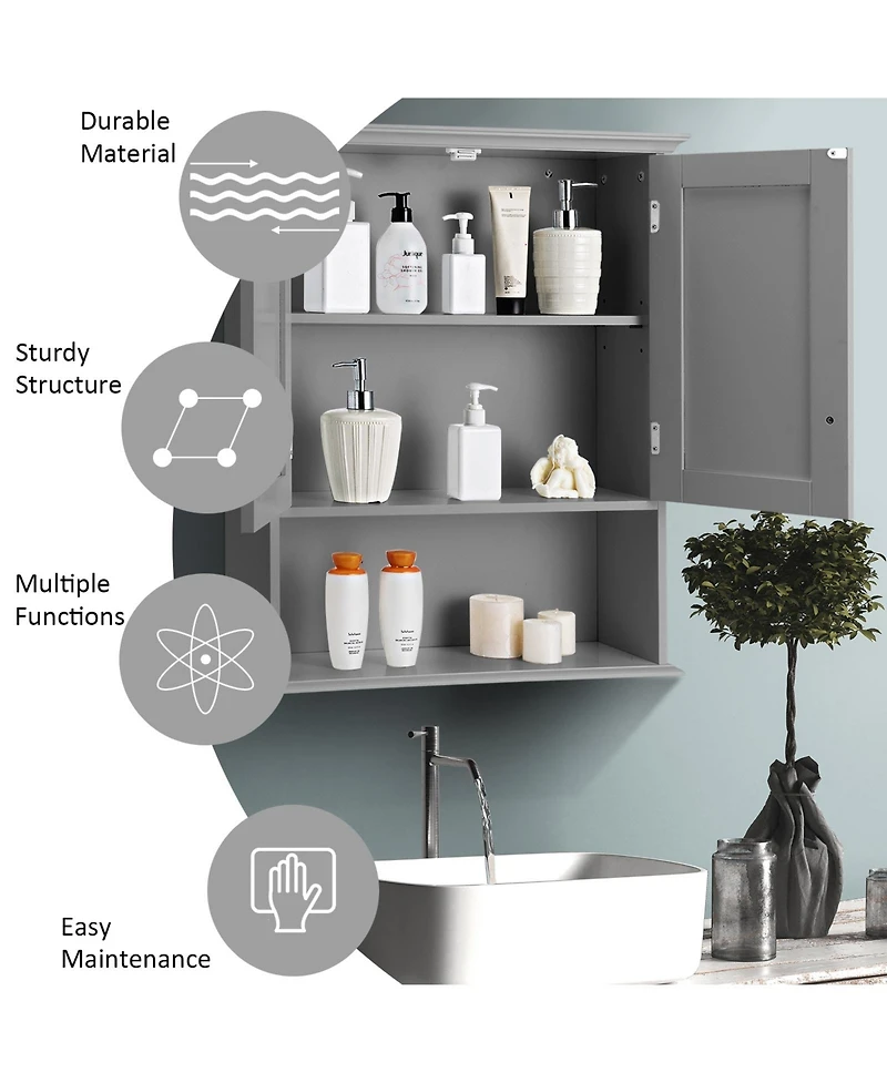 Skonyon 2-Door Wall Mount Bathroom Storage Cabinet with Open Shelf