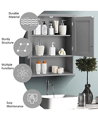 Skonyon 2-Door Wall Mount Bathroom Storage Cabinet with Open Shelf