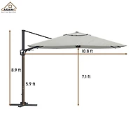 Casainc 11 Ft Square Cantilever Patio Umbrella (base not included）
