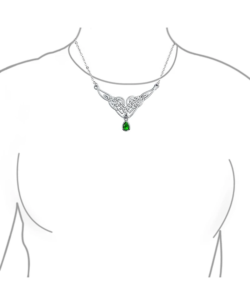 Bling Jewelry Green Good Luck Friendship Trinity Irish Love Knot Triquetra Infinity Statement Celtic Necklace Collar Pendant Couples Sterling Silver