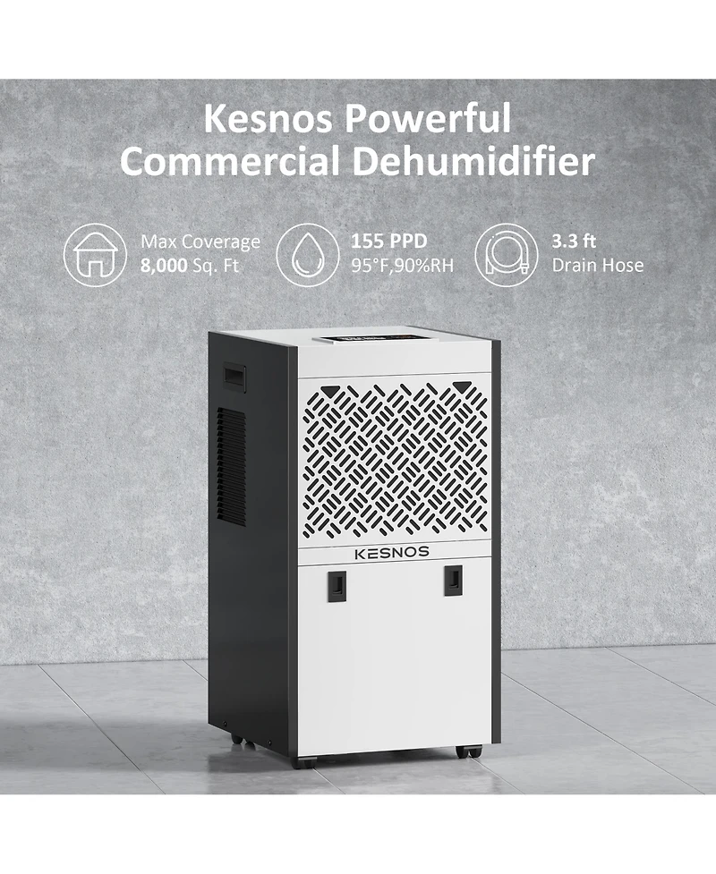 Kesnos 155 Pint Commercial Dehumidifier for Space up to 8000 Sq. Ft