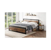 gaomon Full Size Bed Frame Platform with Headboard