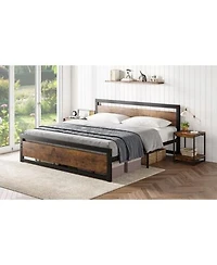 Gaomon Full Size Bed Frame Platform With Headboard Industrial 14 Inch Bedframe