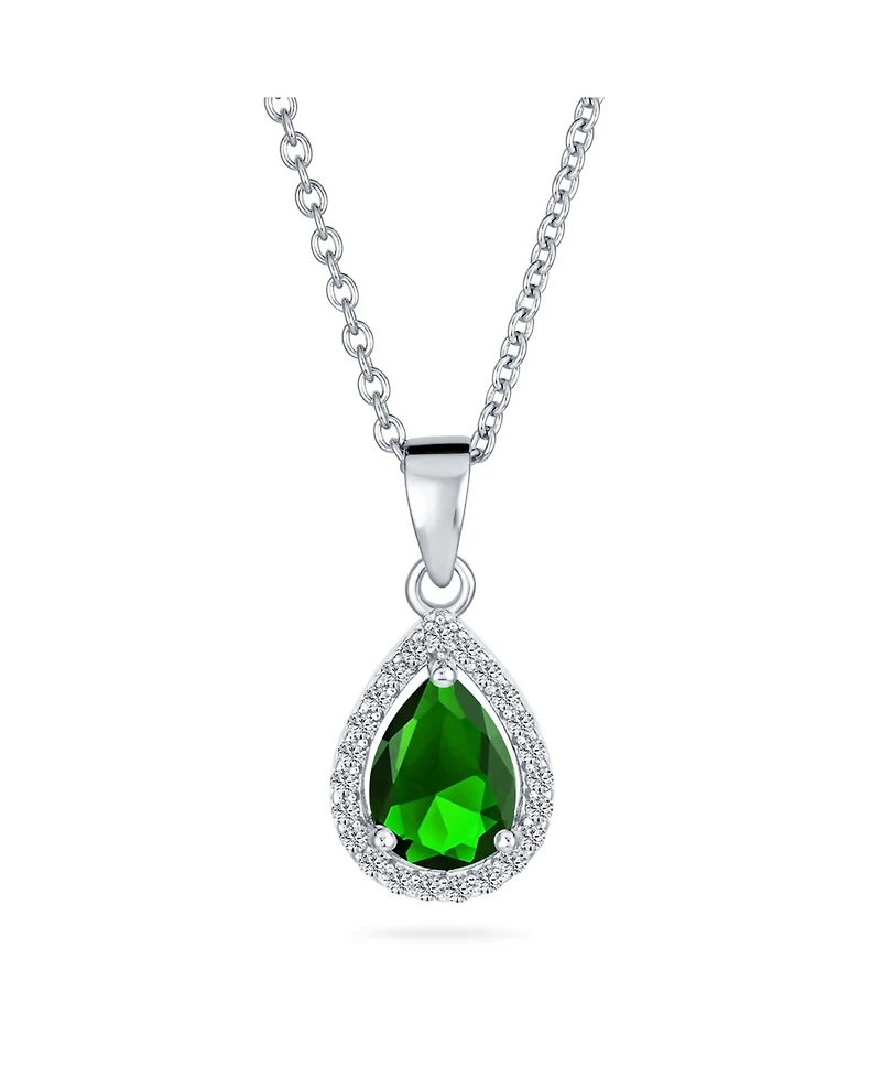 Bling Jewelry Cubic Zirconia Classic Large Cz Teardrop Solitaire Pendant Necklace .925 Sterling Silver