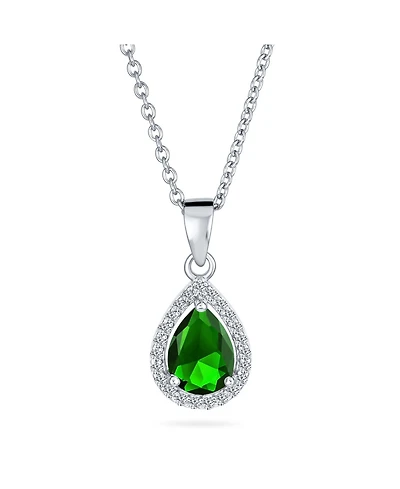 Bling Jewelry Cubic Zirconia Classic Large Cz Teardrop Solitaire Pendant Necklace .925 Sterling Silver