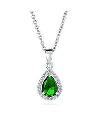 Bling Jewelry Cubic Zirconia Classic Large Cz Teardrop Solitaire Pendant Necklace .925 Sterling Silver