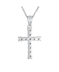 Bling Jewelry Religious White Synthetic Opal Cross Necklace Pendant Sterling Silver