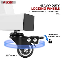 5 Core Keyboard Stand w Wheels Heavy Duty White Height Width Adjustable Z Style Digital Piano Stands Ks Z1 Wh Hd Whls