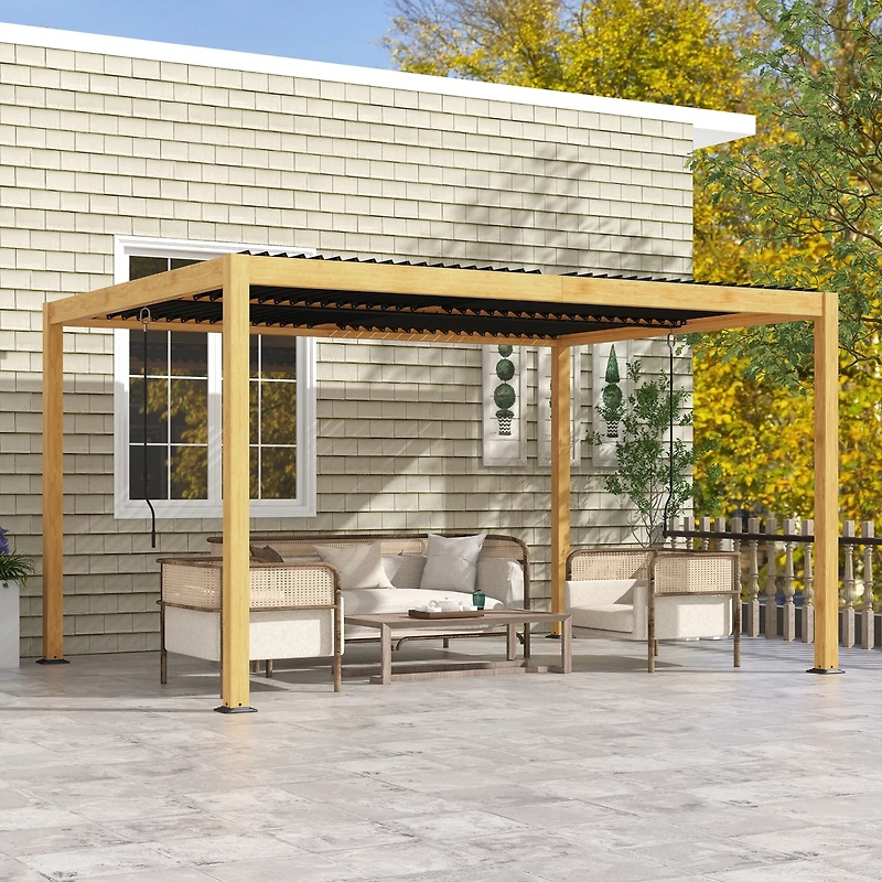 Outsunny 10' x 13' Aluminum Louve Pergola with Adjustable Roof