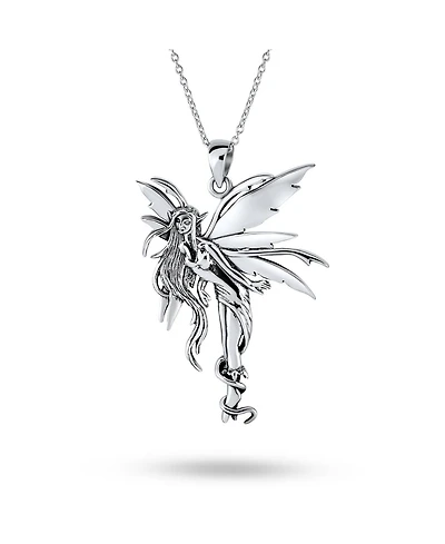 Bling Jewelry Firefly Fairies Pixie Dust Angel Fairy Tinkerbell Pendant Necklace Oxidized Sterling Silver