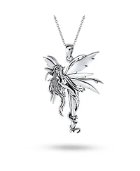 Bling Jewelry Firefly Fairies Pixie Dust Angel Fairy Tinkerbell Pendant Necklace Oxidized Sterling Silver
