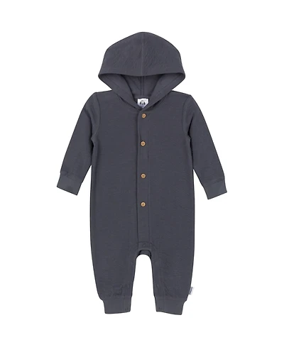 Gerber Baby Boys Hooded Romper, Charcoal