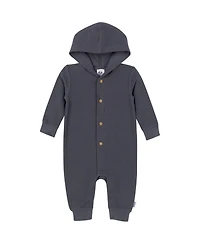 Gerber Baby Boys Hooded Romper, Charcoal