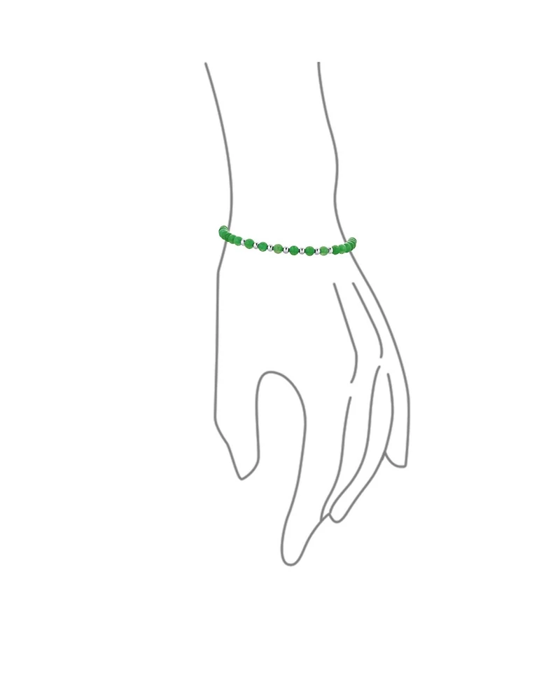 Bling Jewelry Minimalist Natural Green Jade Seed Bead Bolo Bracelet Adjustable Slide .925 Sterling Silver Rhodium