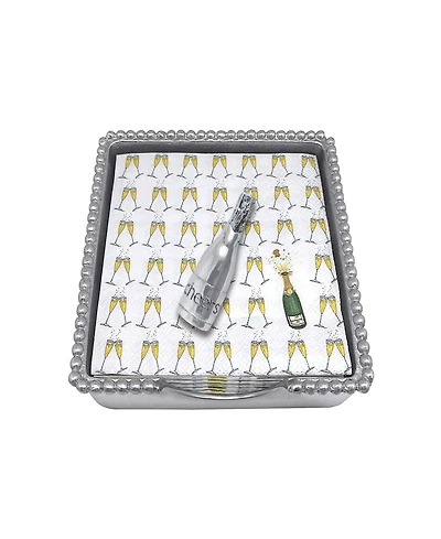 Mariposa Champagne Beaded Napkin Box Set