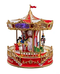 Kurt Adler 11.1-Inch Battery Operated Led Lighted Musical Santa Carousel with Motion Table Piece