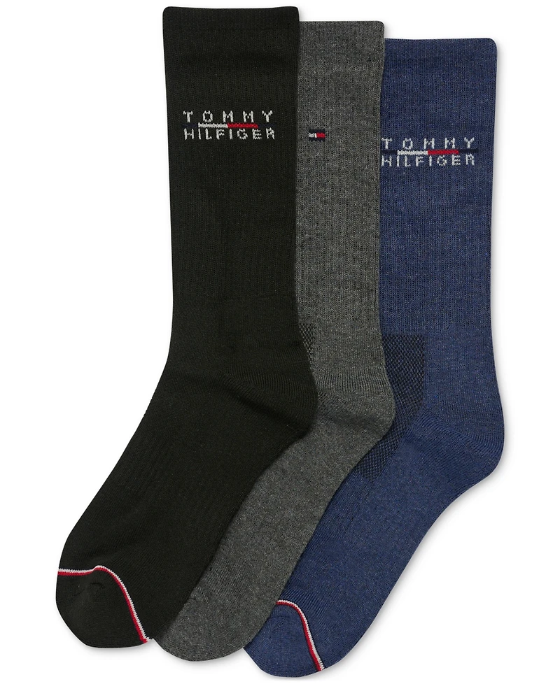 Tommy Hilfiger Men's 3-Pk. Logo Cushioned Crew Socks