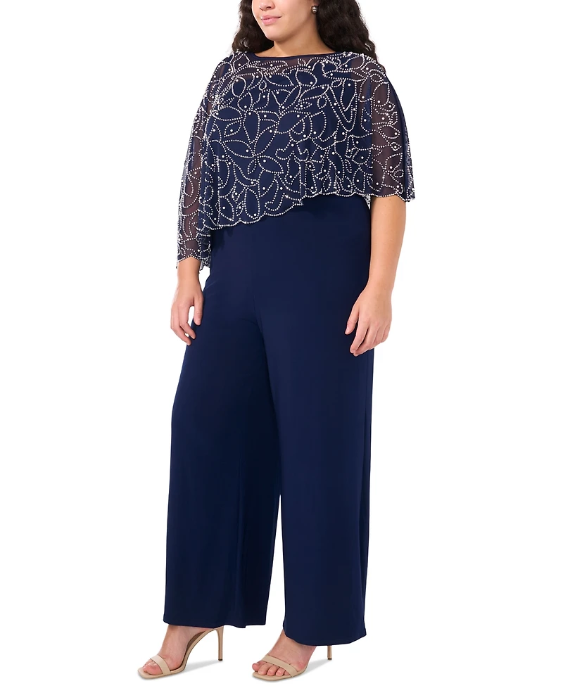 Msk Plus Embellished Overlay Wide-Leg Jumpsuit